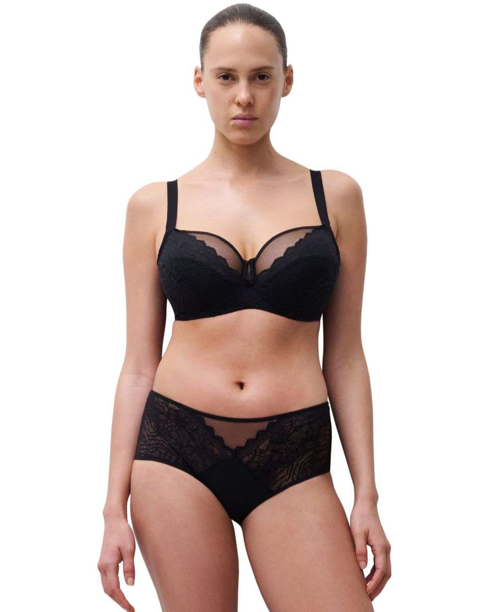 Sujetador con aros de mujer cubriente con encaje y tejido ultra suave floral touch - Chantelle - Negro Negro-3