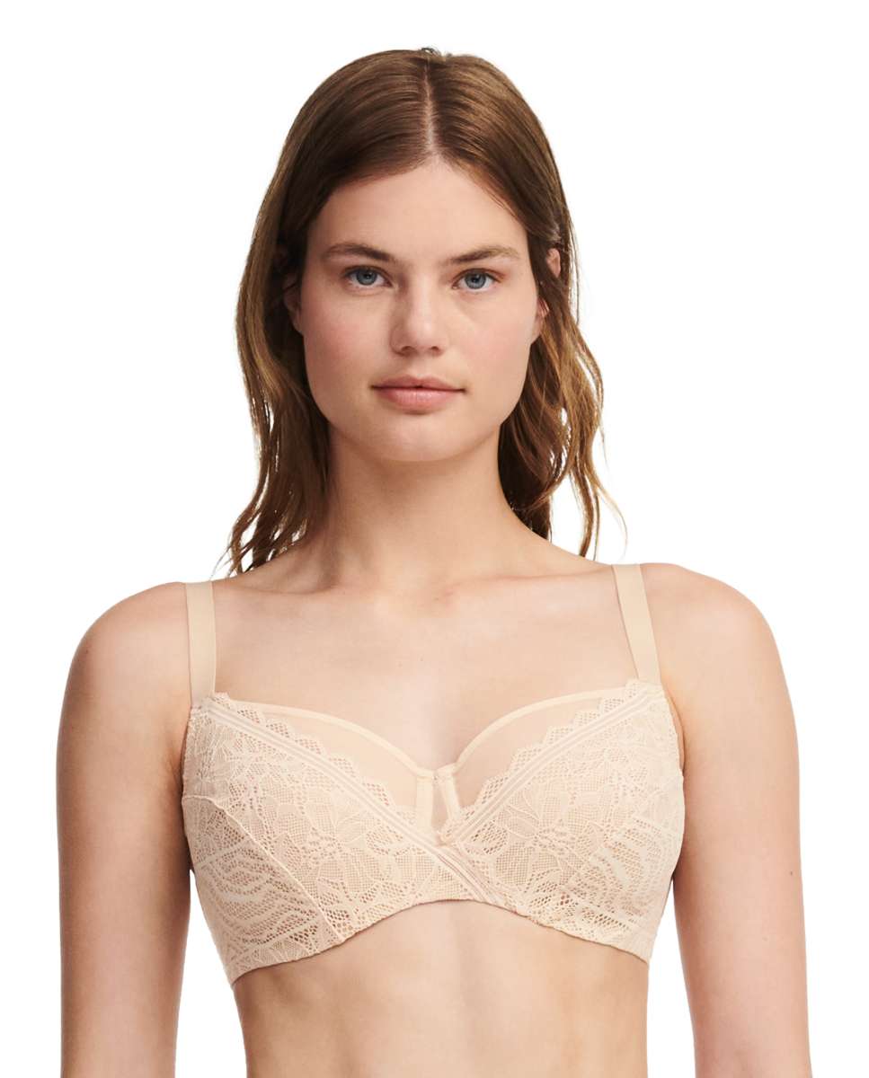 Sujetador con aros cubriente con encaje y tejido ultra suave Floral Touch - Chantelle - Beige Beige-1