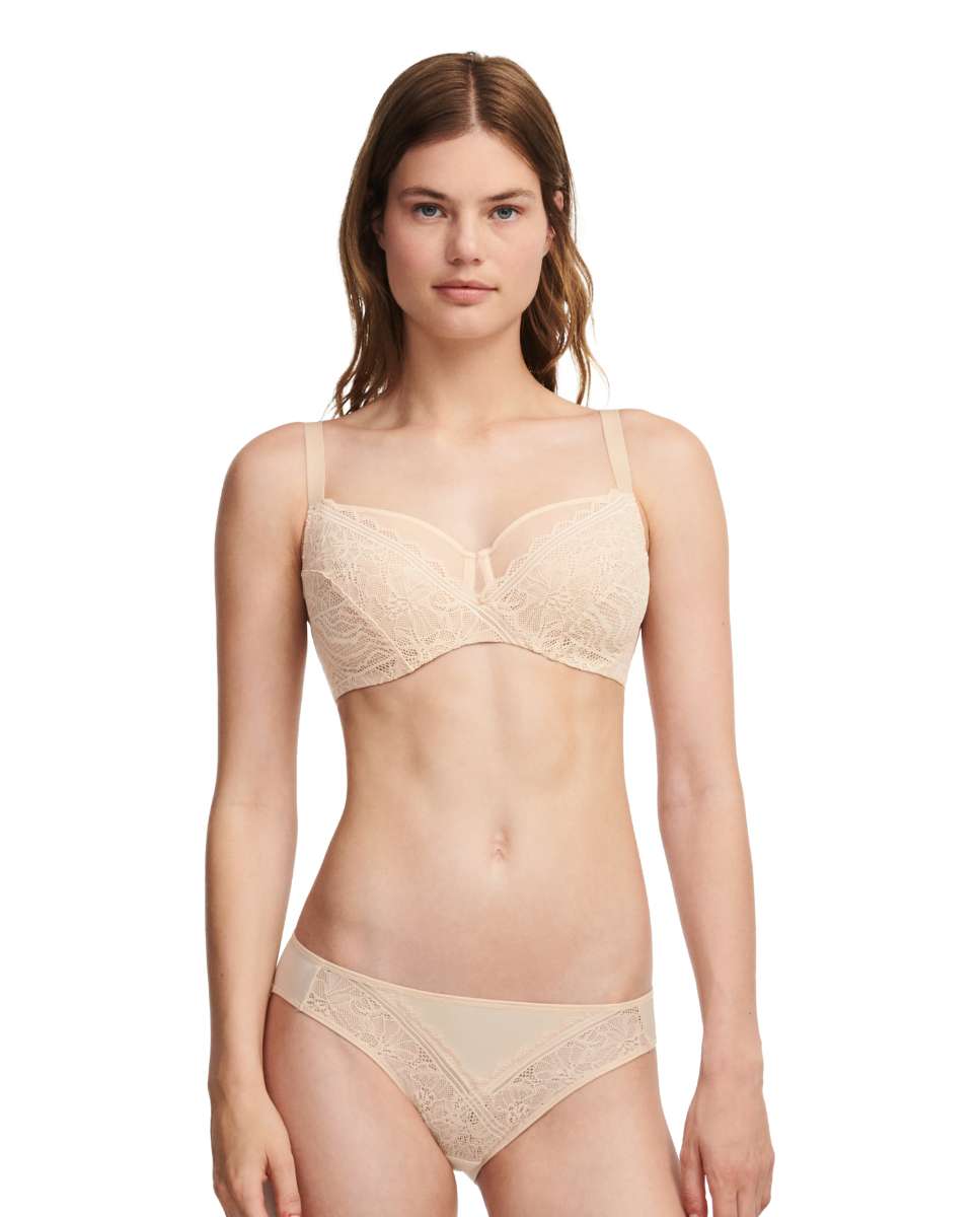 Sujetador con aros cubriente con encaje y tejido ultra suave Floral Touch - Chantelle - Beige Beige-3