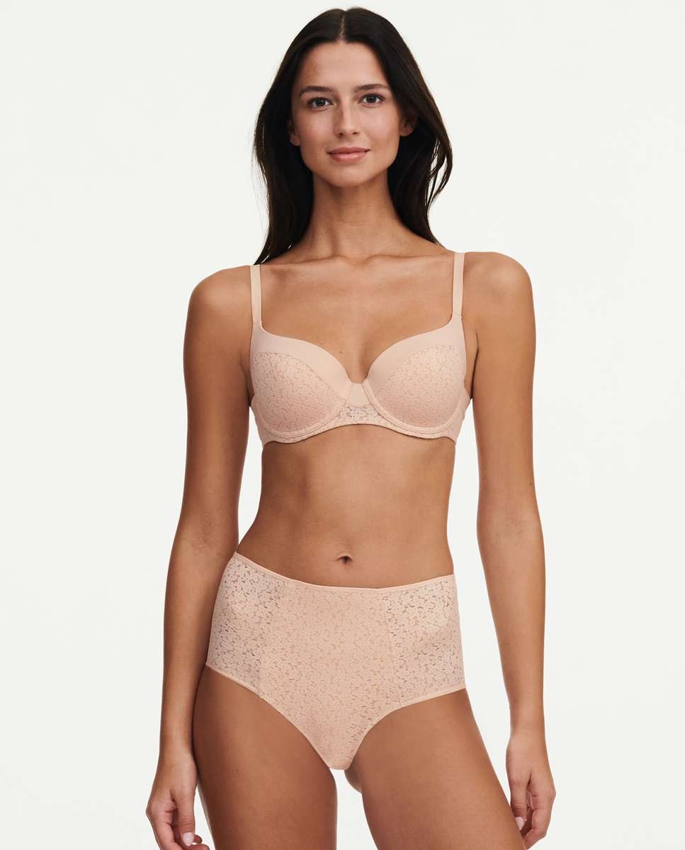 Sujetador con aros de mujer cubriente con relleno en encaje floral de la línea norah - Chantelle - Beige Beige-3