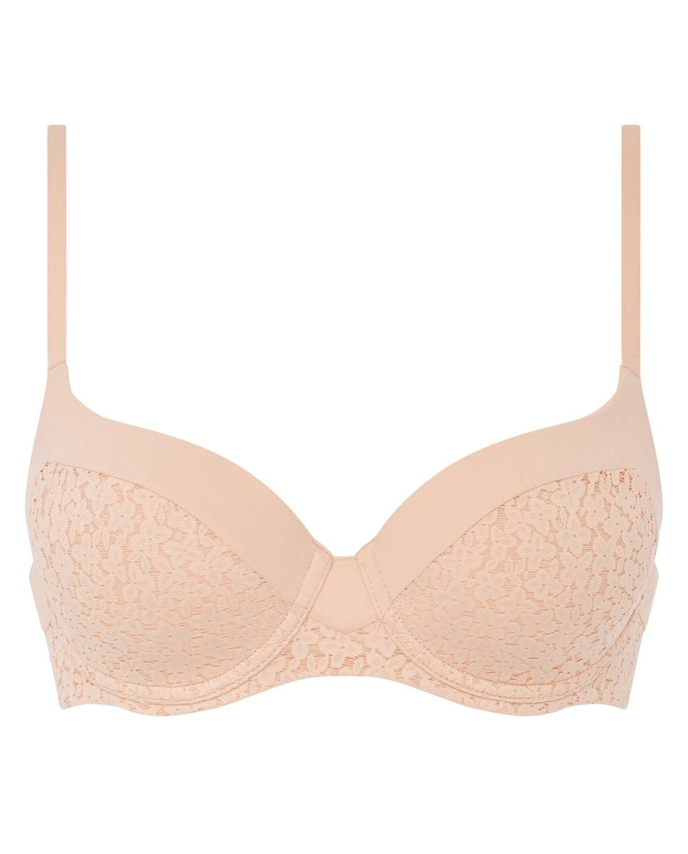 Sujetador con aros de mujer cubriente con relleno en encaje floral de la línea norah - Chantelle - Beige Beige-4