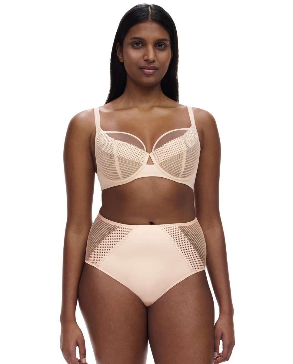Sujetador con aros de mujer de capacidad con encaje gráfico y tul de la línea play - Chantelle - Beige Beige-3