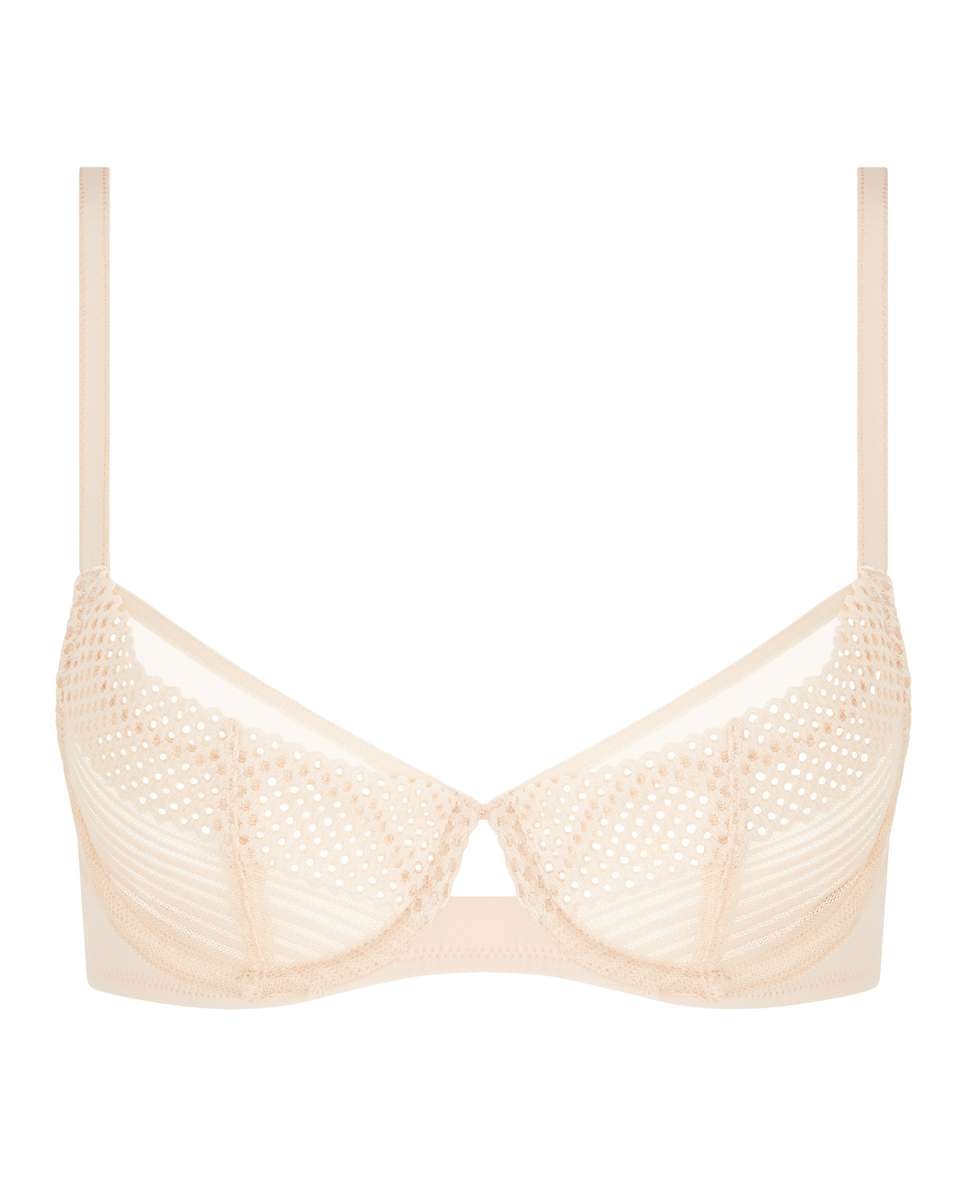 Sujetador con aros de mujer de capacidad con encaje gráfico y tul de la línea play - Chantelle - Beige Beige-4