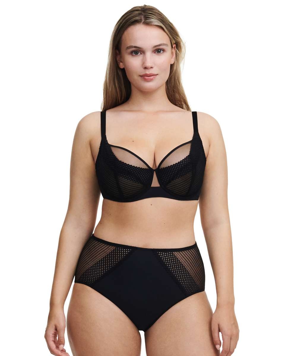 Sujetador con aros de mujer de capacidad con encaje gráfico y tul de la línea play - Chantelle - Negro Negro-3