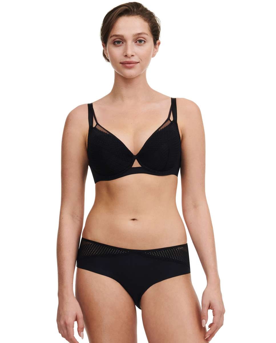 Sujetador con relleno y efecto realce con encaje gráfico y tul línea Play - Chantelle - Negro Negro-3
