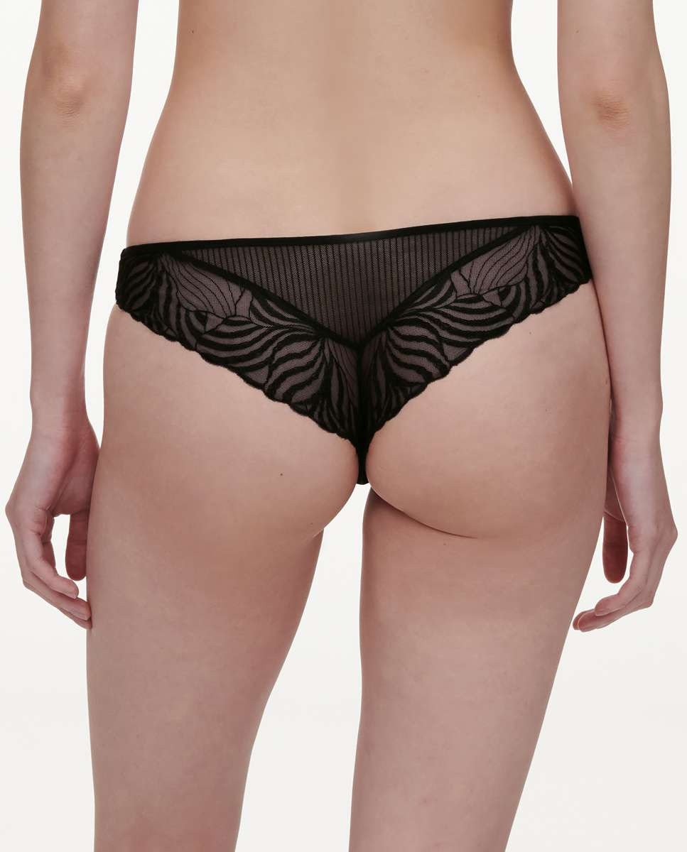 Tanga de mujer con encaje floral y transparencias línea legend - Chantelle - Negro Negro-2