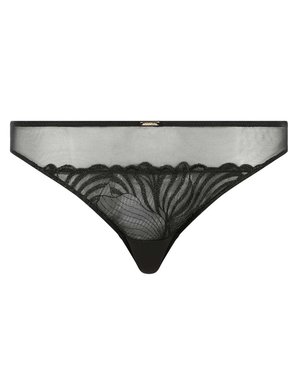 Tanga de mujer con encaje floral y transparencias línea legend - Chantelle - Negro Negro-3