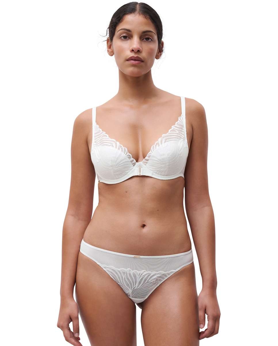 Sujetador con relleno y efecto realce con encaje floral y transparencias línea Legend - Chantelle - Crudo Crudo-3