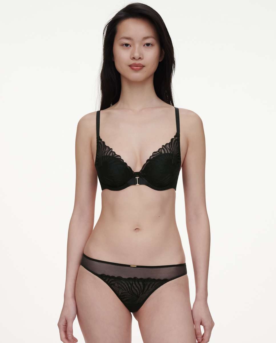 Sujetador con relleno y efecto realce con encaje floral y transparencias línea Legend - Chantelle - Negro Negro-3