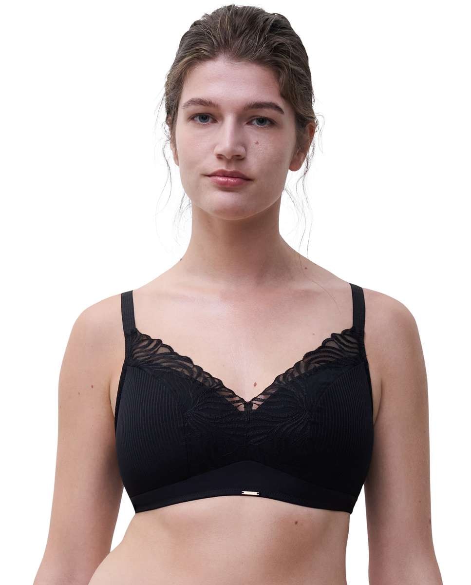 Sujetador sin aros de mujer y con relleno con encaje floral y transparencias línea legend - Chantelle - Negro Negro-1