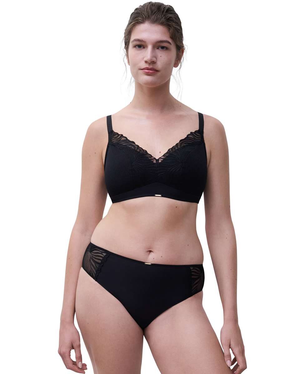 Sujetador sin aros de mujer y con relleno con encaje floral y transparencias línea legend - Chantelle - Negro Negro-3