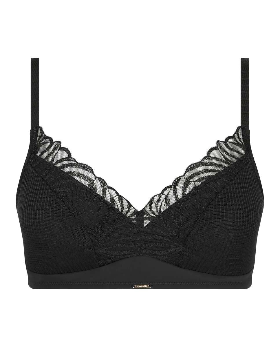 Sujetador sin aros de mujer y con relleno con encaje floral y transparencias línea legend - Chantelle - Negro Negro-4