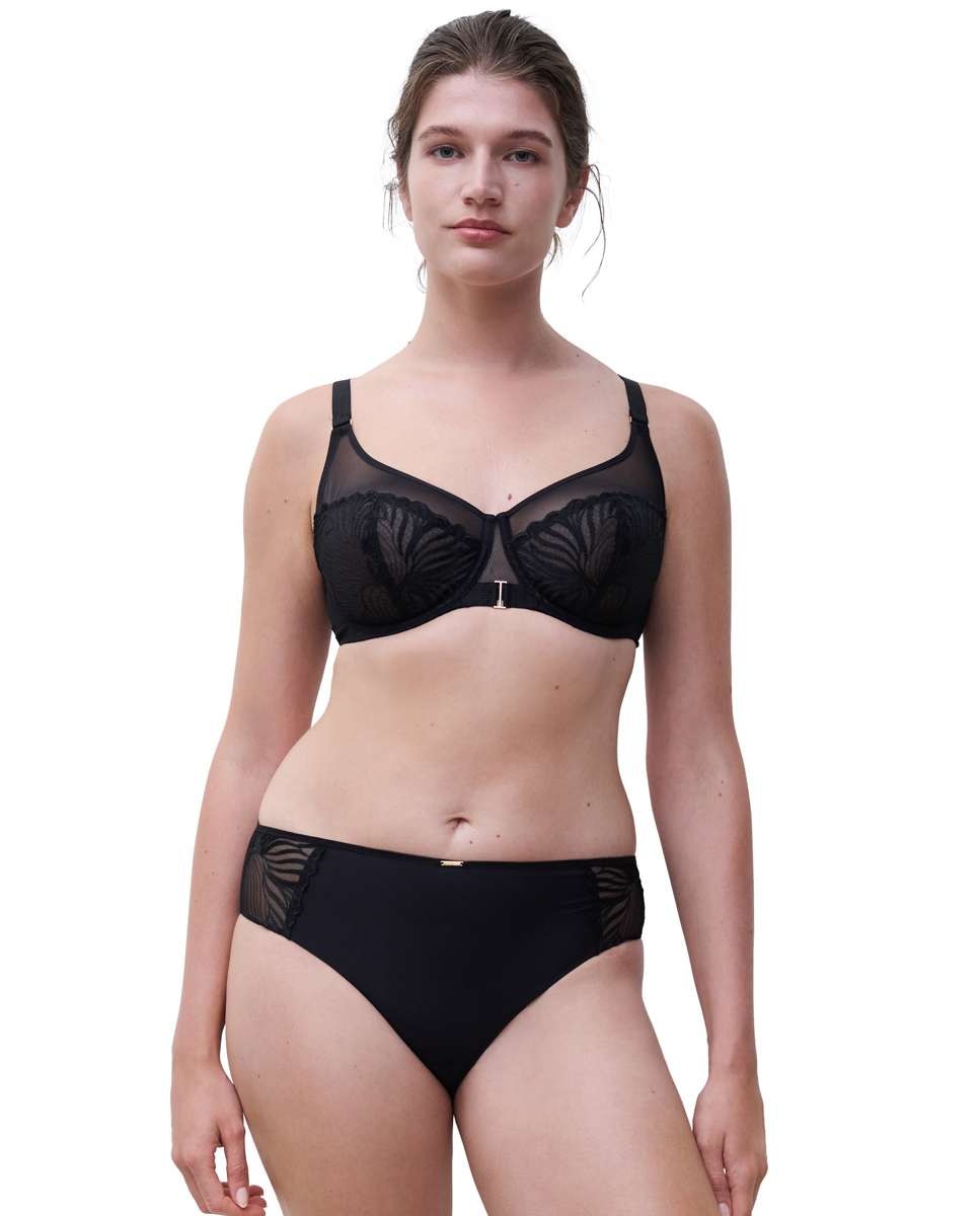 Sujetador con aros de mujer de capacidad con encaje floral y transparencias línea legend - Chantelle - Negro Negro-3