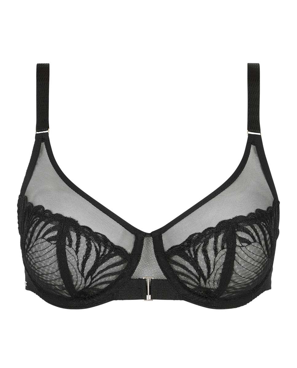 Sujetador con aros de mujer de capacidad con encaje floral y transparencias línea legend - Chantelle - Negro Negro-5