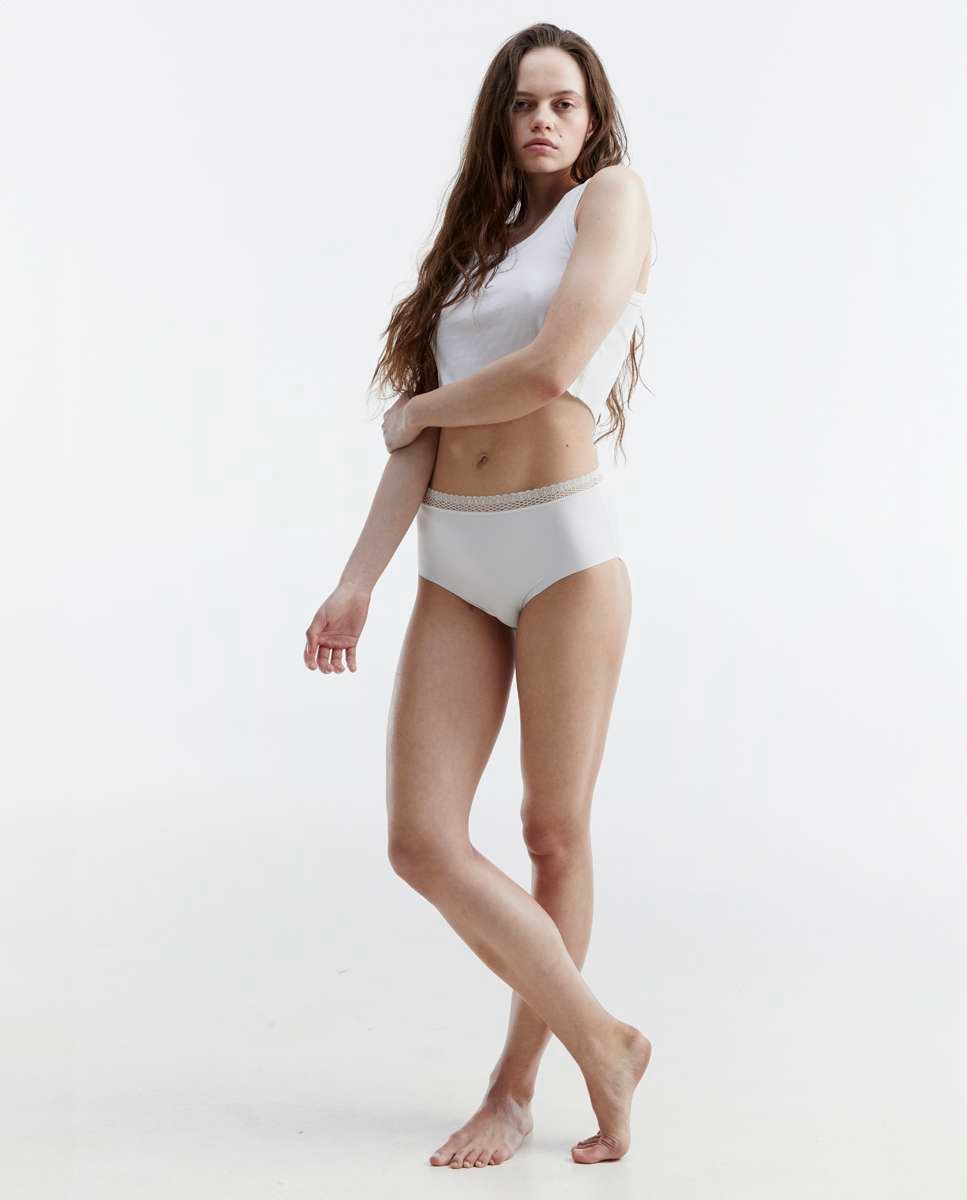 Braga de mujer alta con cintura de encaje línea cozy chic - Chantelle - Blanco Blanco-3