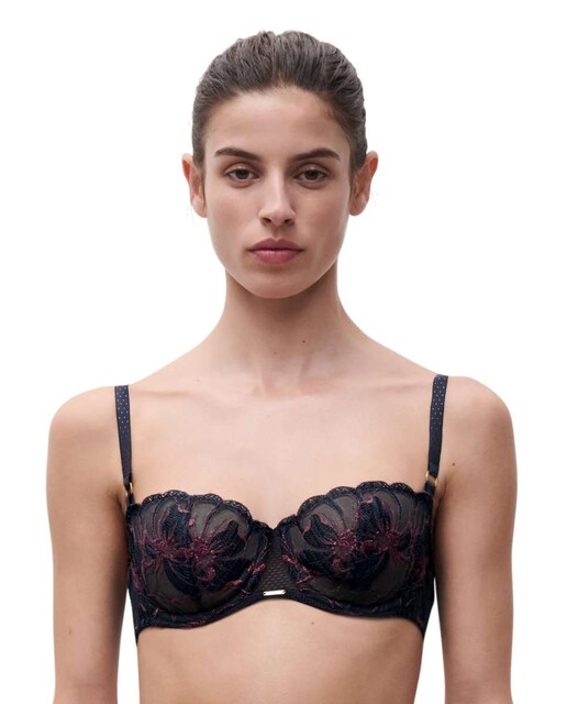 Imagen 0 de Sujetador balconette con aros y encaje floral línea Fleurs Signature