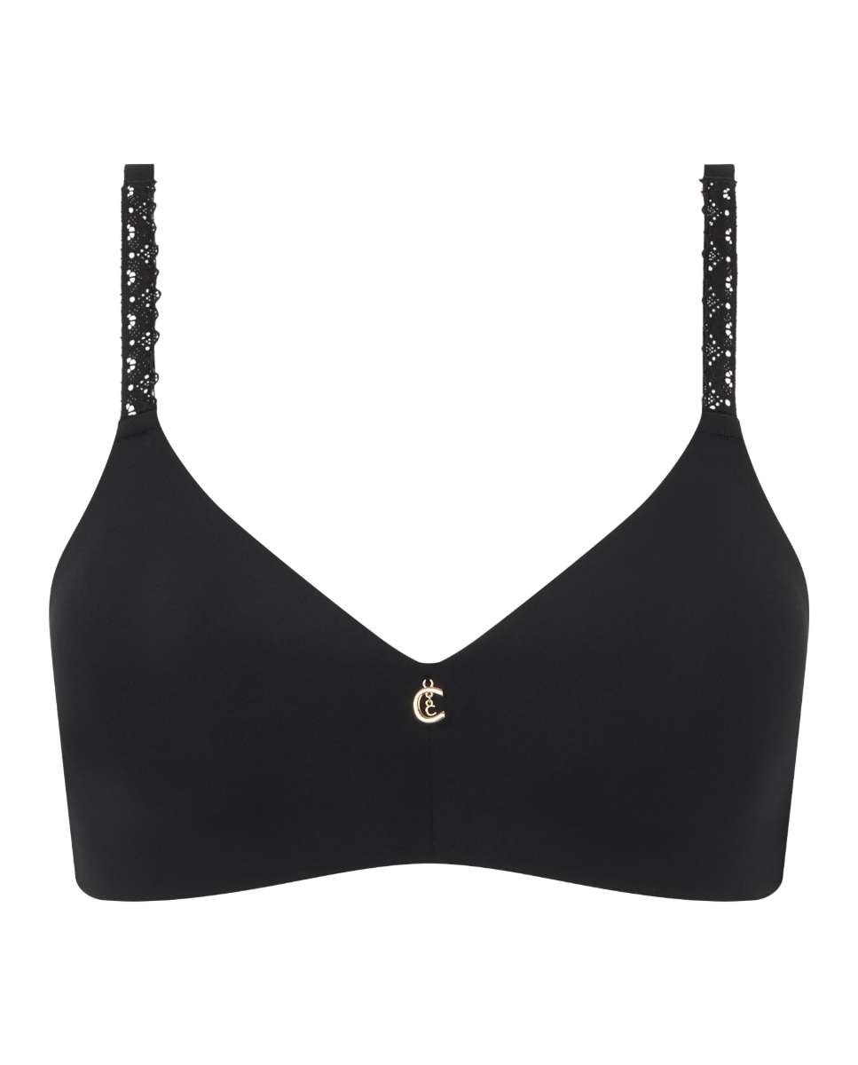 Sujetador sin aros de mujer con relleno con malla de nido de abeja de la línea romance - Chantelle - Negro Negro-5