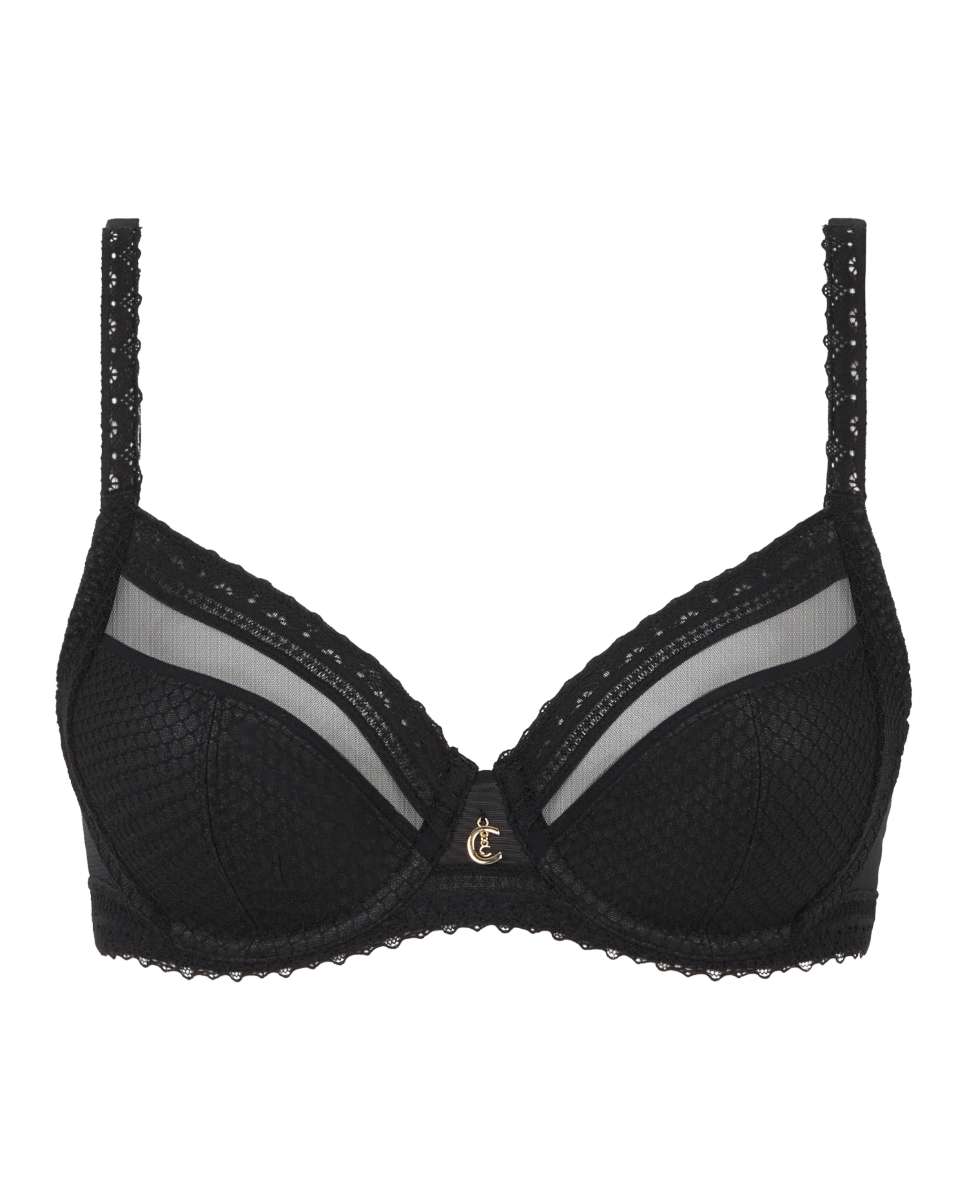 Sujetador con aros de mujer muy cubriente con malla de nido de abeja de la línea romance - Chantelle - Negro Negro-5