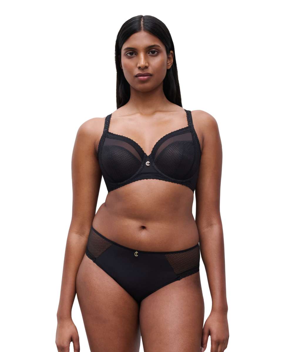 Sujetador con aro de mujer muy cubriente con malla de nido de abeja de la línea romance - Chantelle - Negro Negro-3
