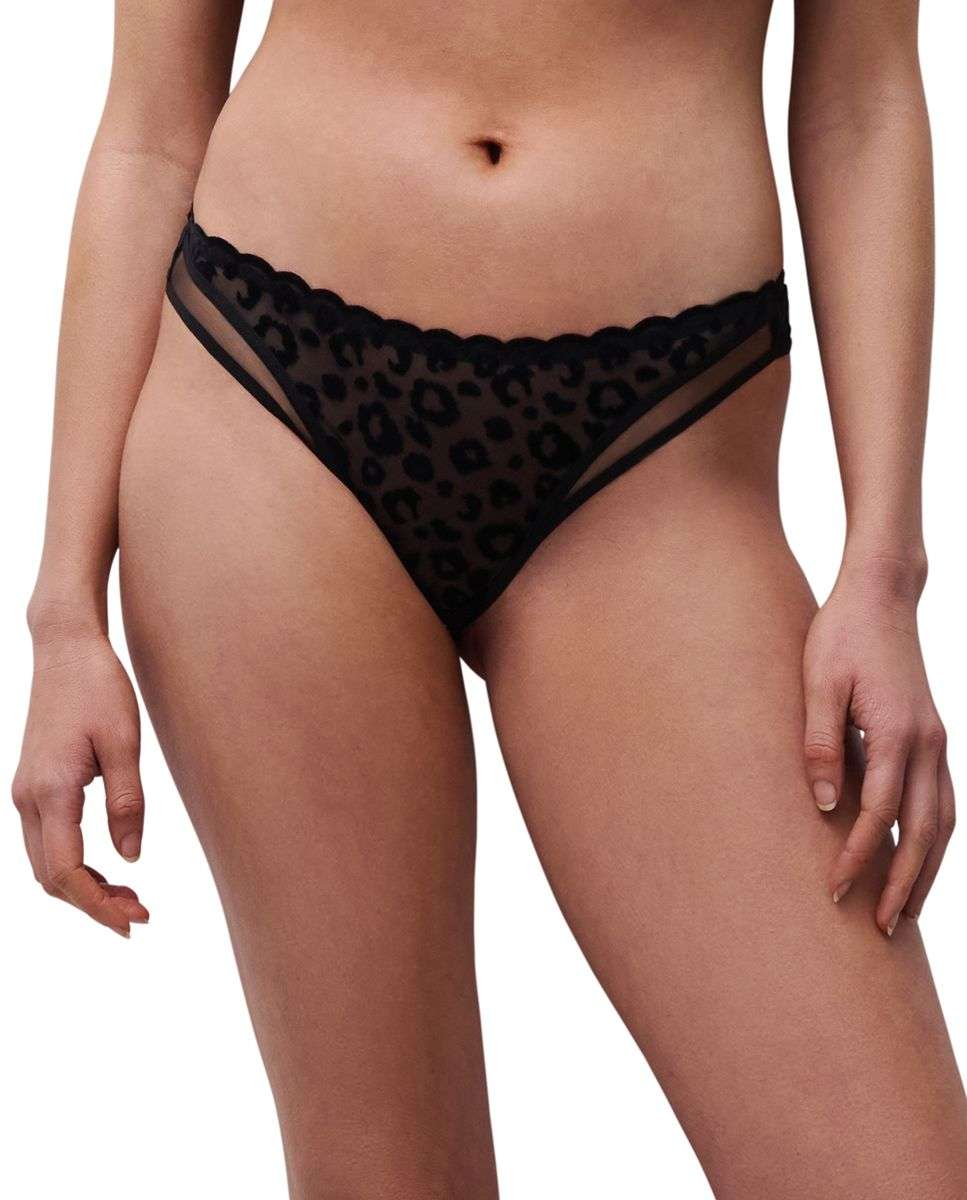 Imagen 0 de Tanga de mujer con animal print de terciopelo de la línea girls Negro