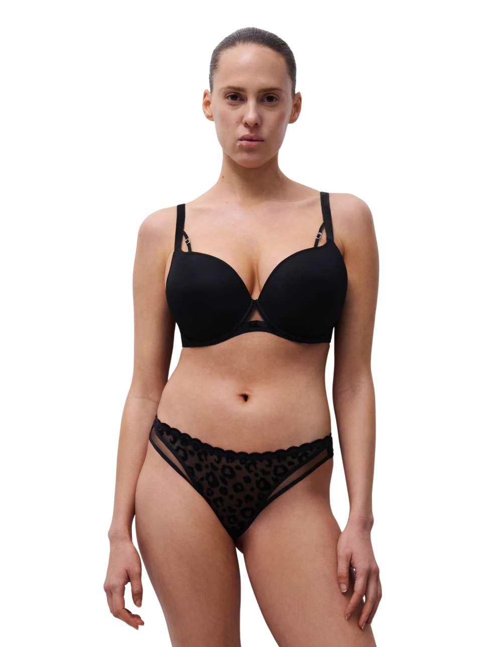 Sujetador con aro cubriente con relleno con animal print de terciopelo de la línea Girls - Chantelle - Negro Negro-3