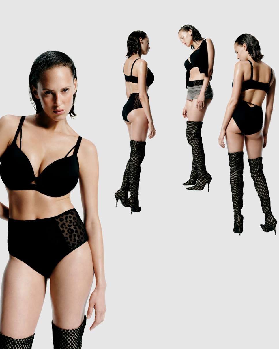 Sujetador con aro cubriente con relleno con animal print de terciopelo de la línea Girls - Chantelle - Negro Negro-4