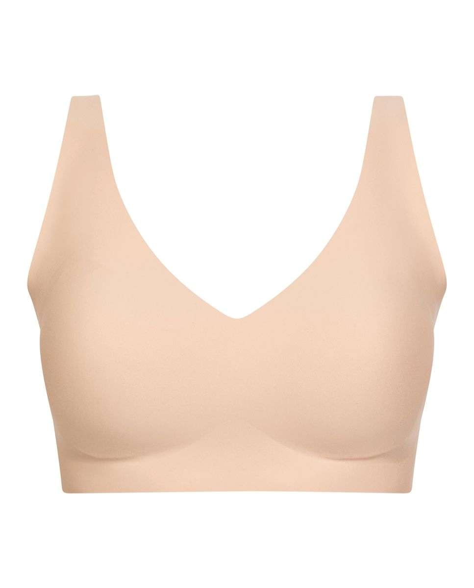 Sujetador sin aros de mujer con escote v de alta sujeción de la línea soft stretch power - Chantelle - Beige Beige-5