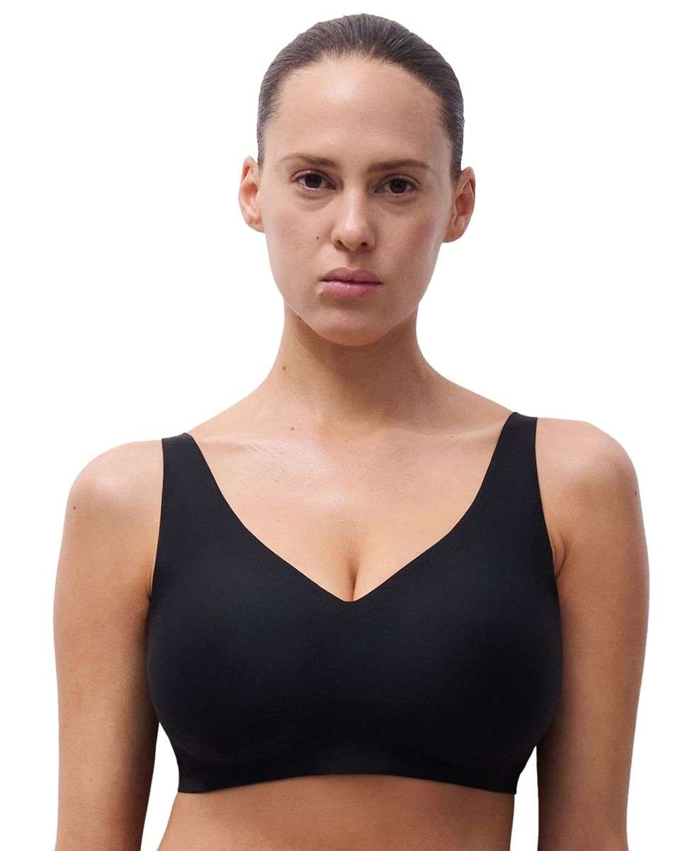 Sujetador sin aros de mujer con escote v de alta sujeción de la línea soft stretch power - Chantelle - Negro Negro-1