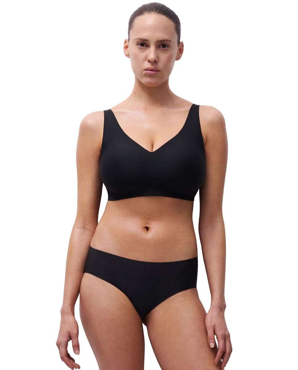 Sujetador sin aros de mujer con escote v de alta sujeción de la línea soft stretch power - Chantelle - Negro Negro-3