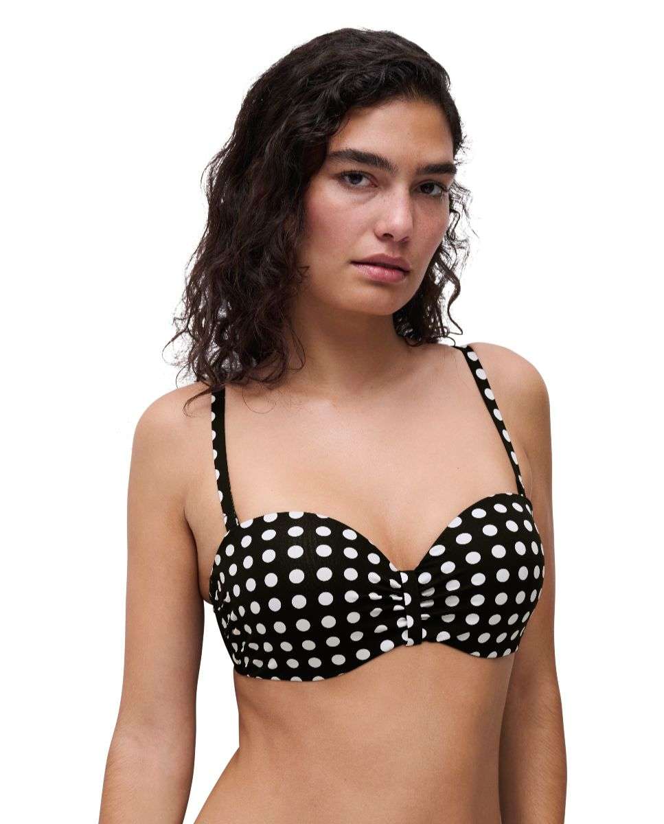 Chantelle - Top de bikini bandeau con aro, con relleno y con tejido italiano de alta gama de la línea sauvage.