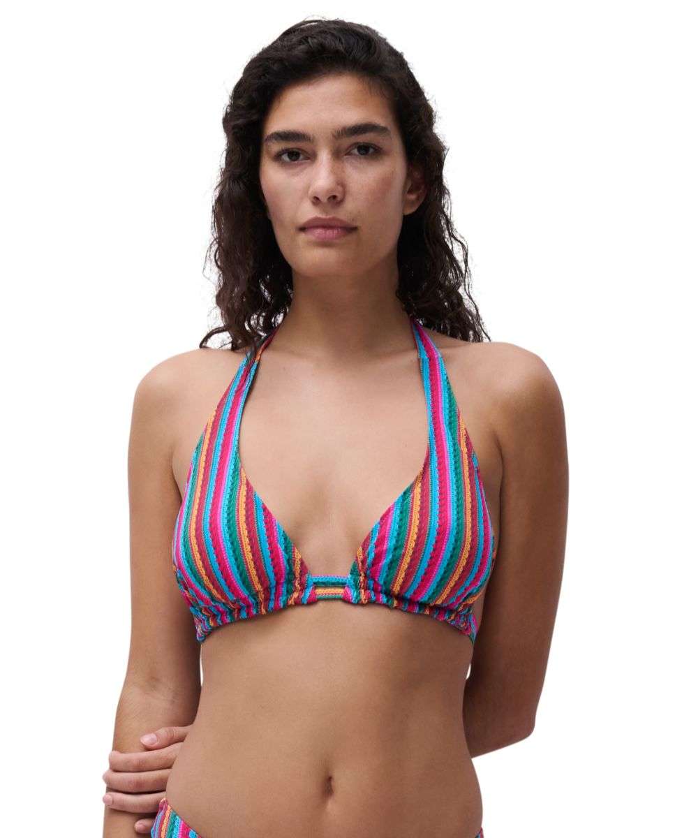 Imagen 0 de Top de bikini sin aros triángulo de tejido spacer de la línea chantelle pulp easy pop Azul / Blanco