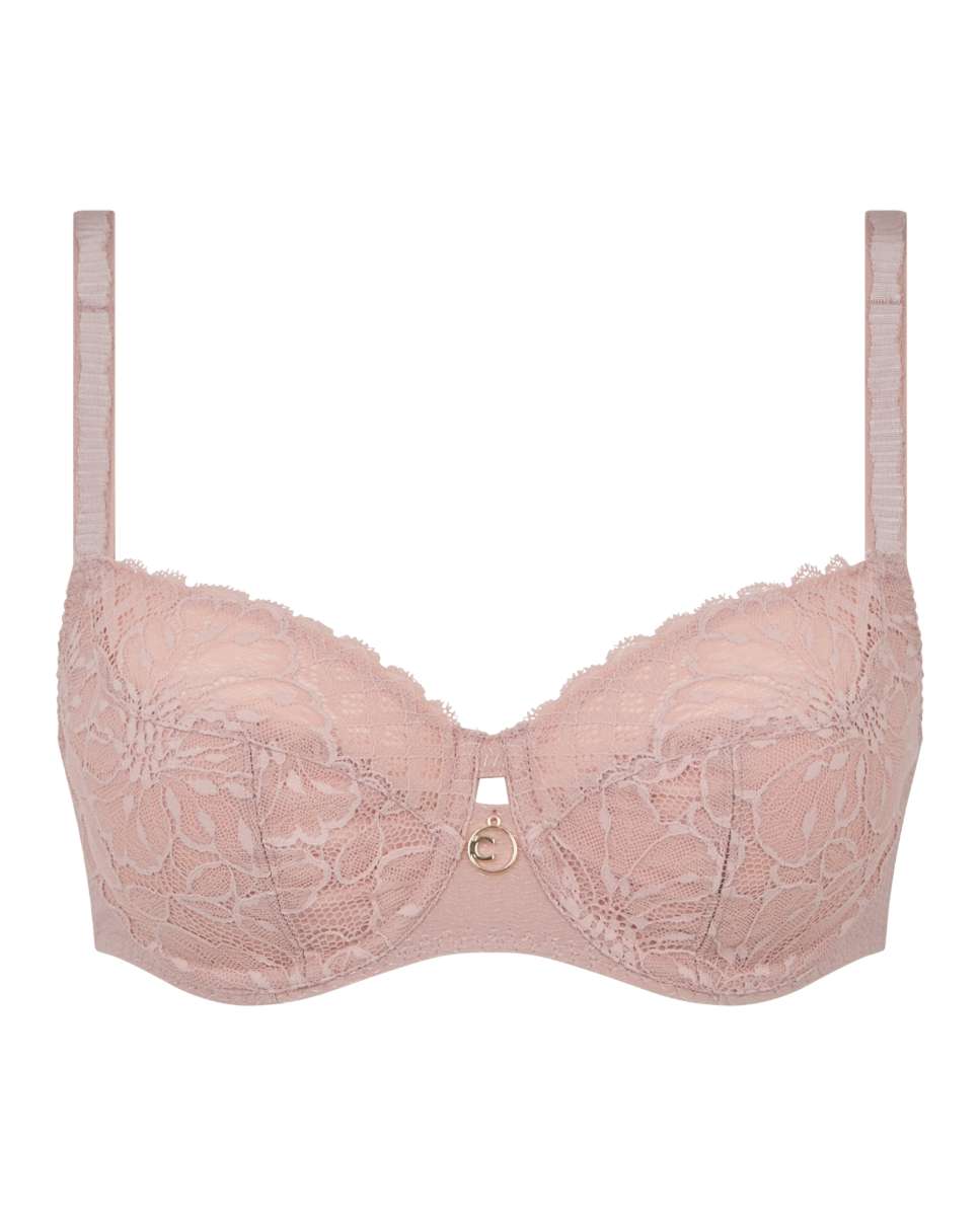 Sujetador con aros de mujer muy cubriente con encaje floral de la línea sublime - Chantelle - Rosa pastel Rosa pastel-4