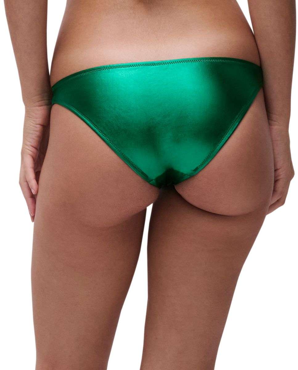 Braga de bikini de cobertura media con tejido con efecto metálico de la línea chantelle pulp metallic - Verde Verde-2
