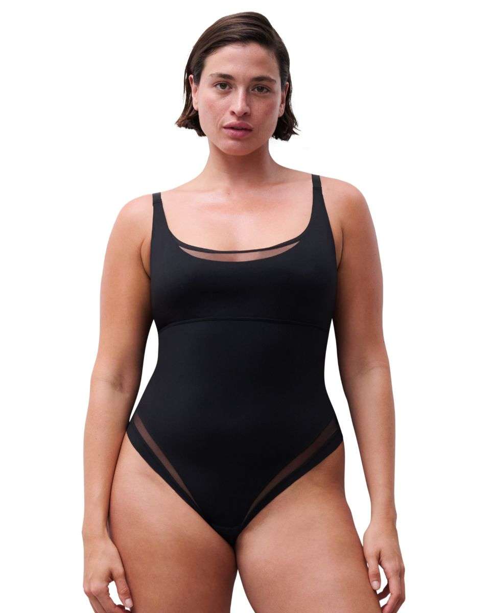 Imagen 0 de Body de mujer de sujeción con superposiciones ultraplanas línea edge Negro