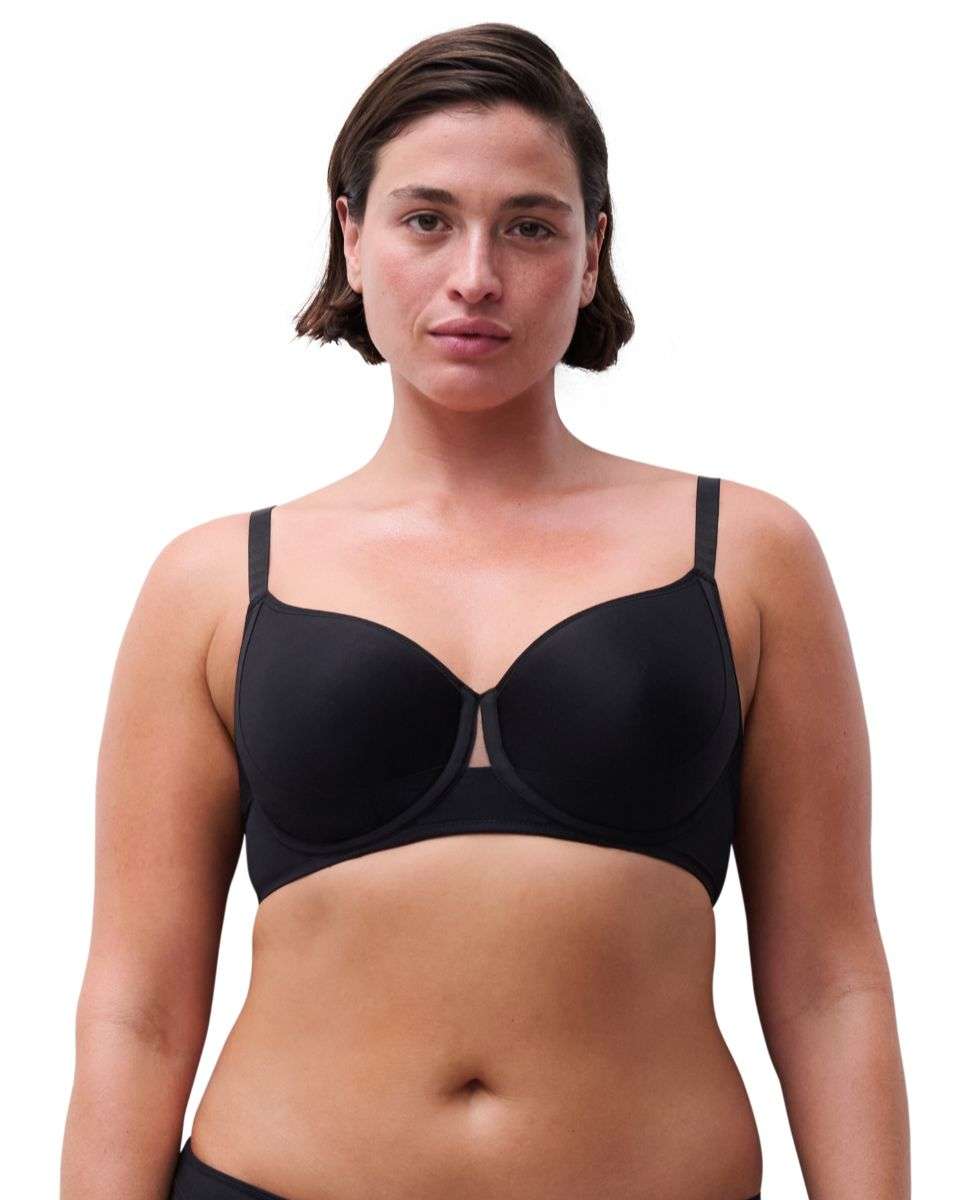 Sujetador con aro de mujer memory cubriente y superposiciones ultraplanas línea edge - Chantelle - Negro Negro-1