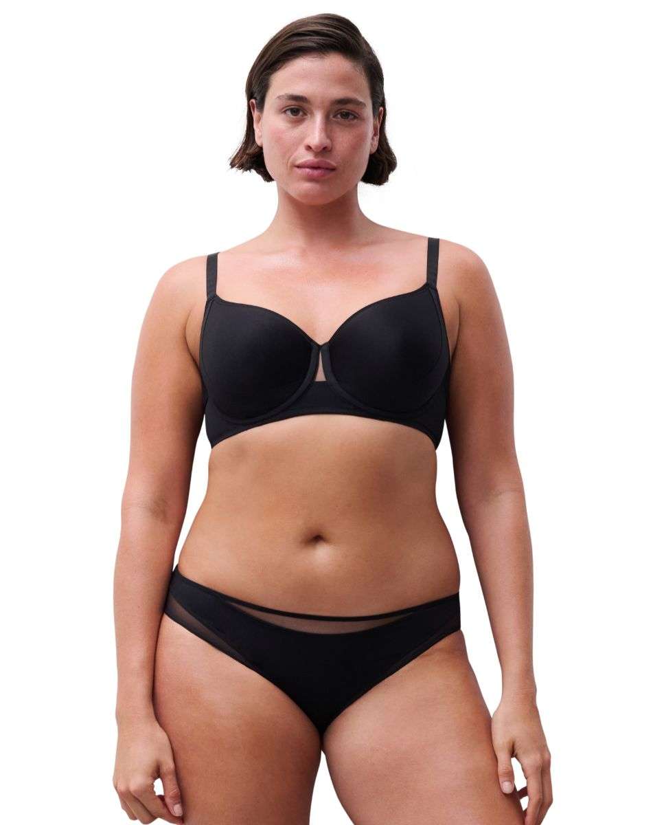 Sujetador con aro de mujer memory cubriente y superposiciones ultraplanas línea edge - Chantelle - Negro Negro-3