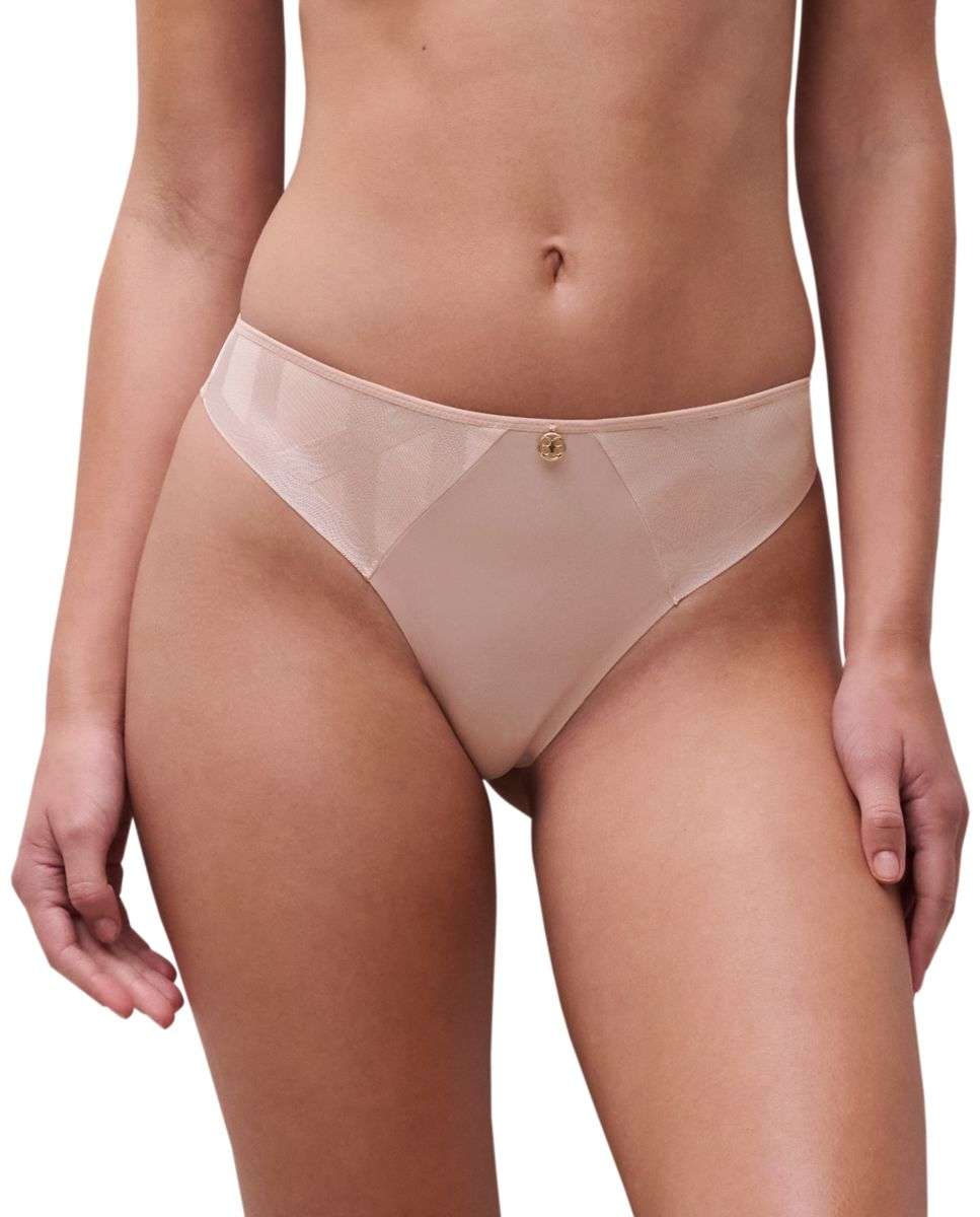 Tanga de mujer invisible con un diseño gráfico mate y brillante línea glaze - Chantelle - Nude Nude-1