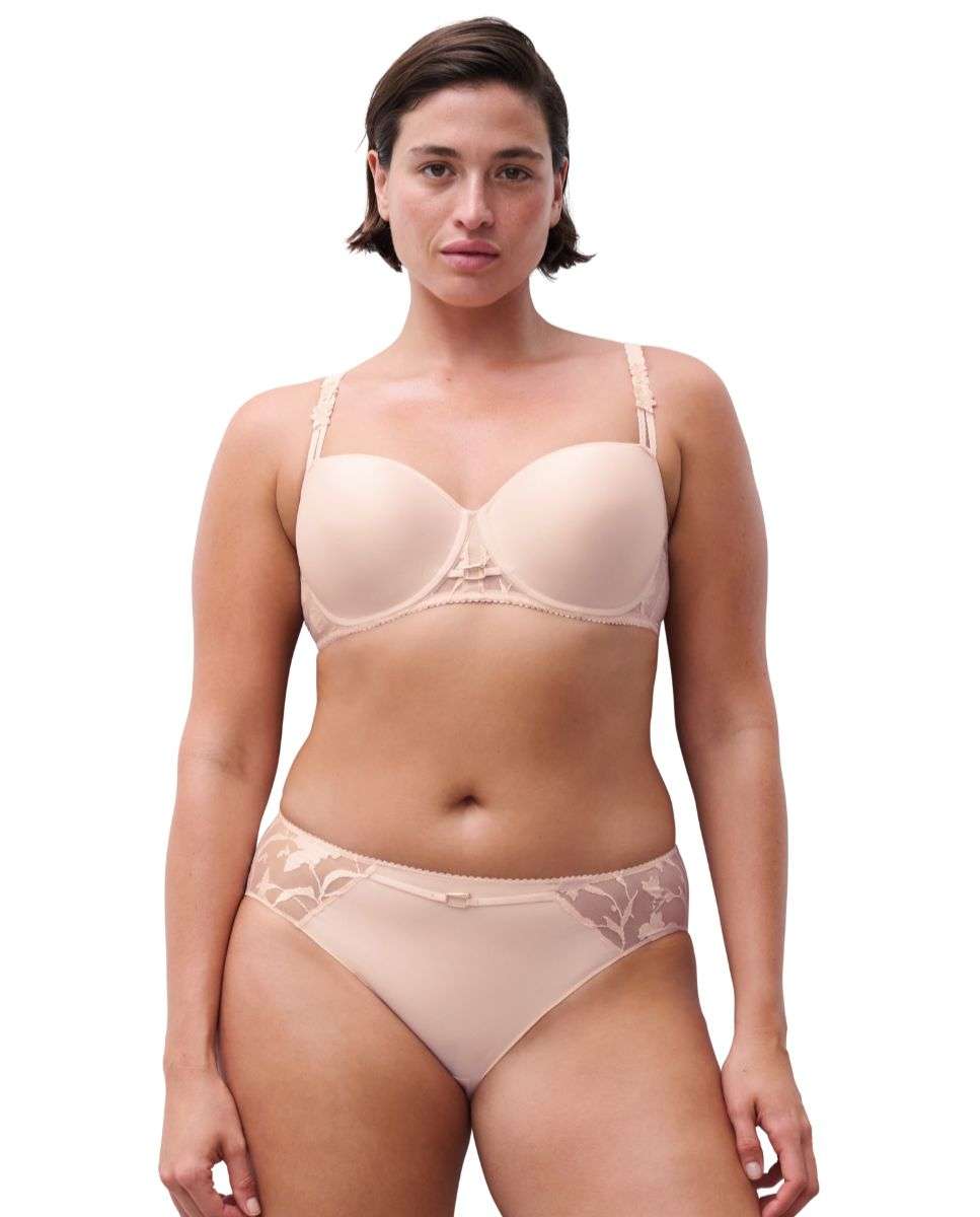 Imagen 3 de Sujetador con aro de mujer balconette memory con encaje floral y tul línea idyll - Chantelle - Rosa claro Rosa claro