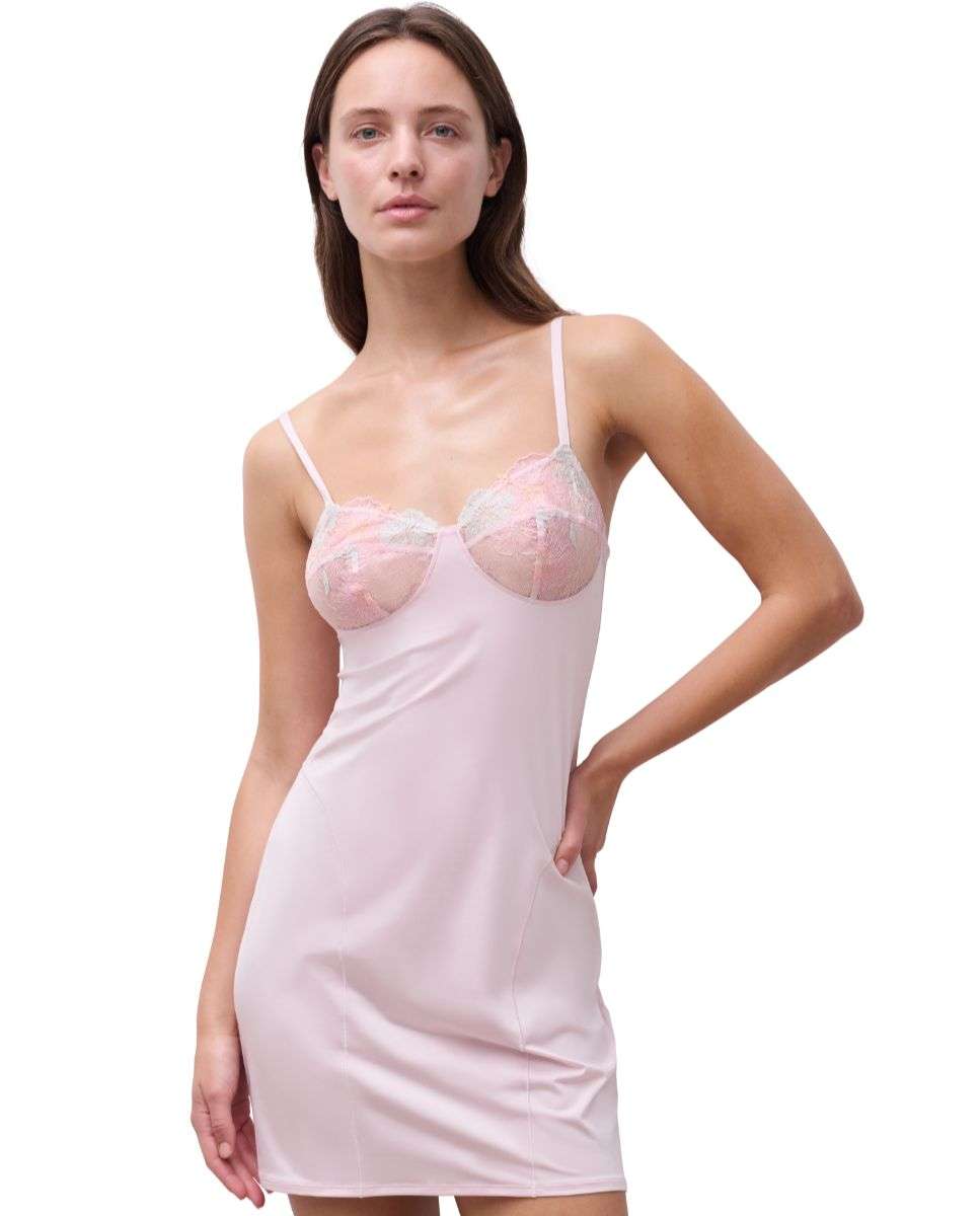 Imagen 0 de Camisón corto con bordado floral y anima pint línea daydream Rosa claro