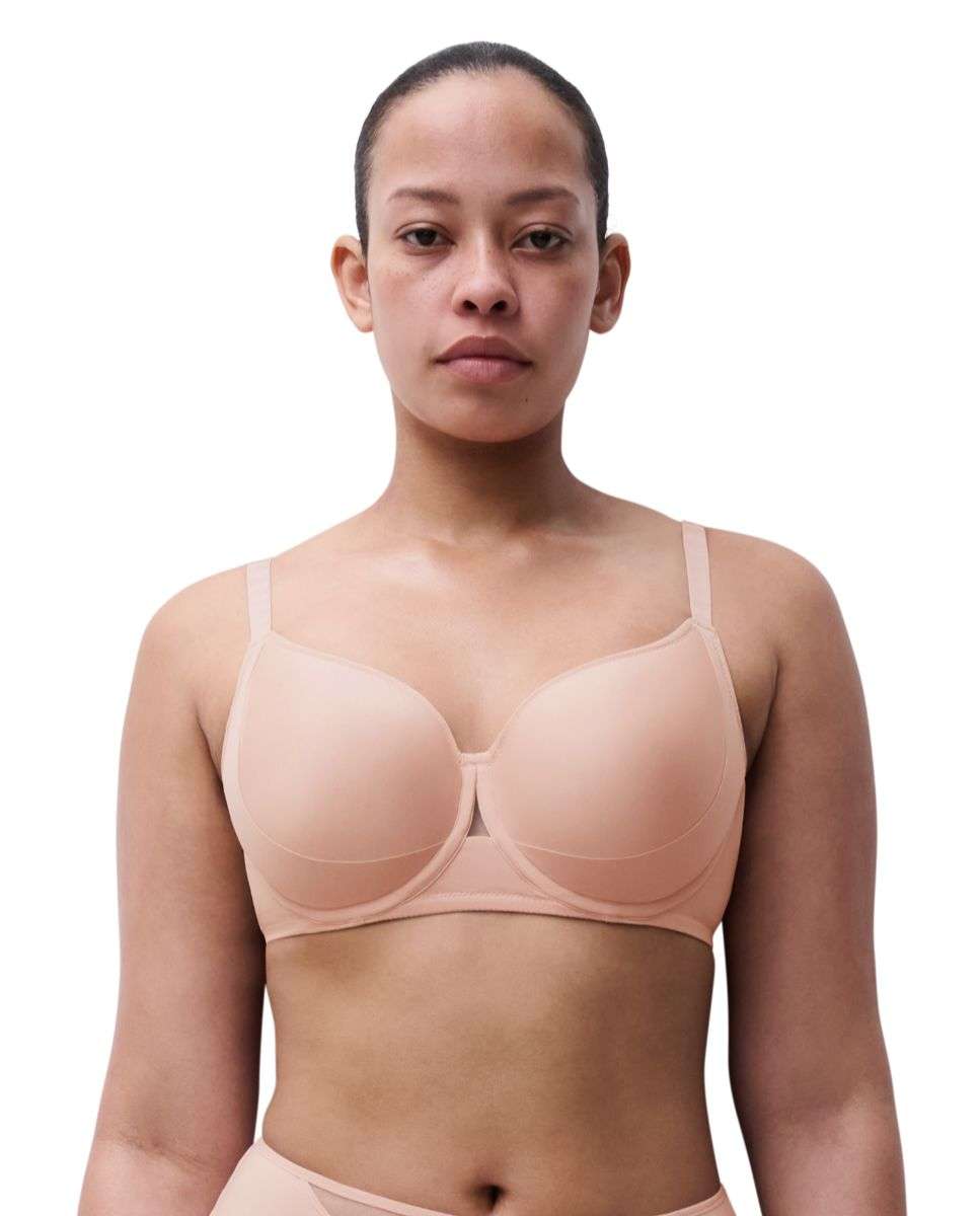 Sujetador con aro de mujer memory cubriente y superposiciones ultraplanas línea edge - Chantelle - Nude Nude-1