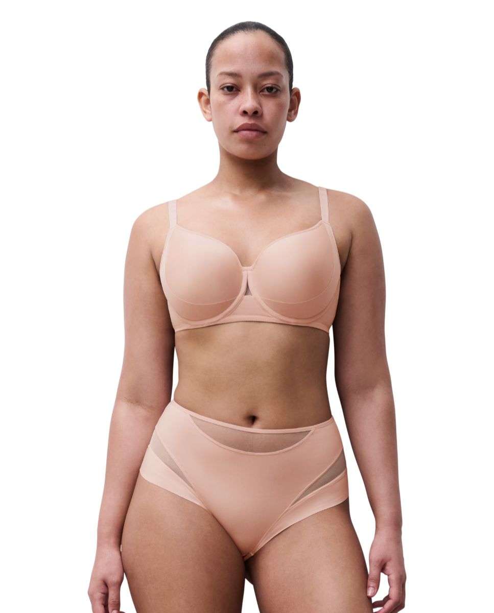 Sujetador con aro de mujer memory cubriente y superposiciones ultraplanas línea edge - Chantelle - Nude Nude-3