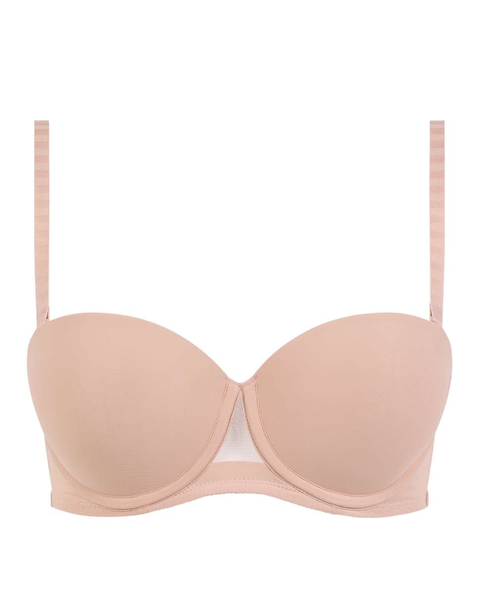 Imagen 4 de Sujetador bandeau de mujer con aros, relleno y superposiciones ultraplanas línea edge - Chantelle - Nude Nude