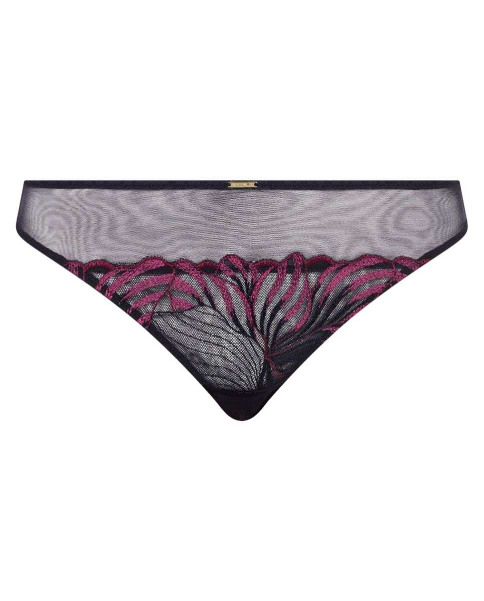 Tanga de mujer con encaje floral y transparencias línea legend - Chantelle - Azul marino Azul marino-3