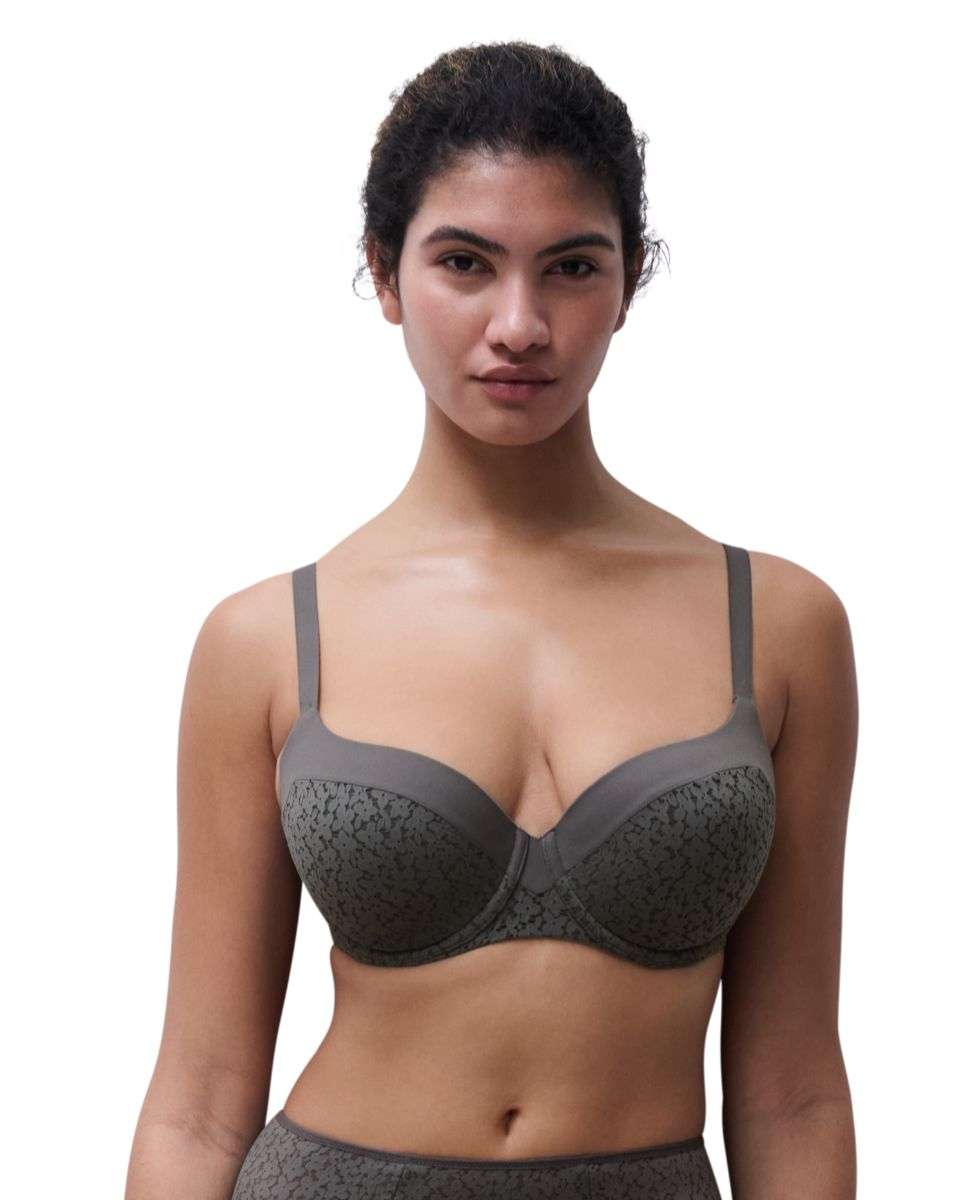 Sujetador con aro cubriente con relleno en encaje floral línea norah - Chantelle - Kaki Kaki-1