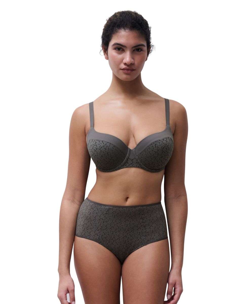 Sujetador con aro cubriente con relleno en encaje floral línea norah - Chantelle - Kaki Kaki-3