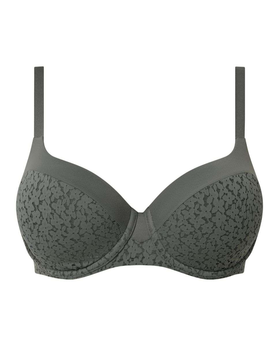 Sujetador con aro cubriente con relleno en encaje floral línea norah - Chantelle - Kaki Kaki-4