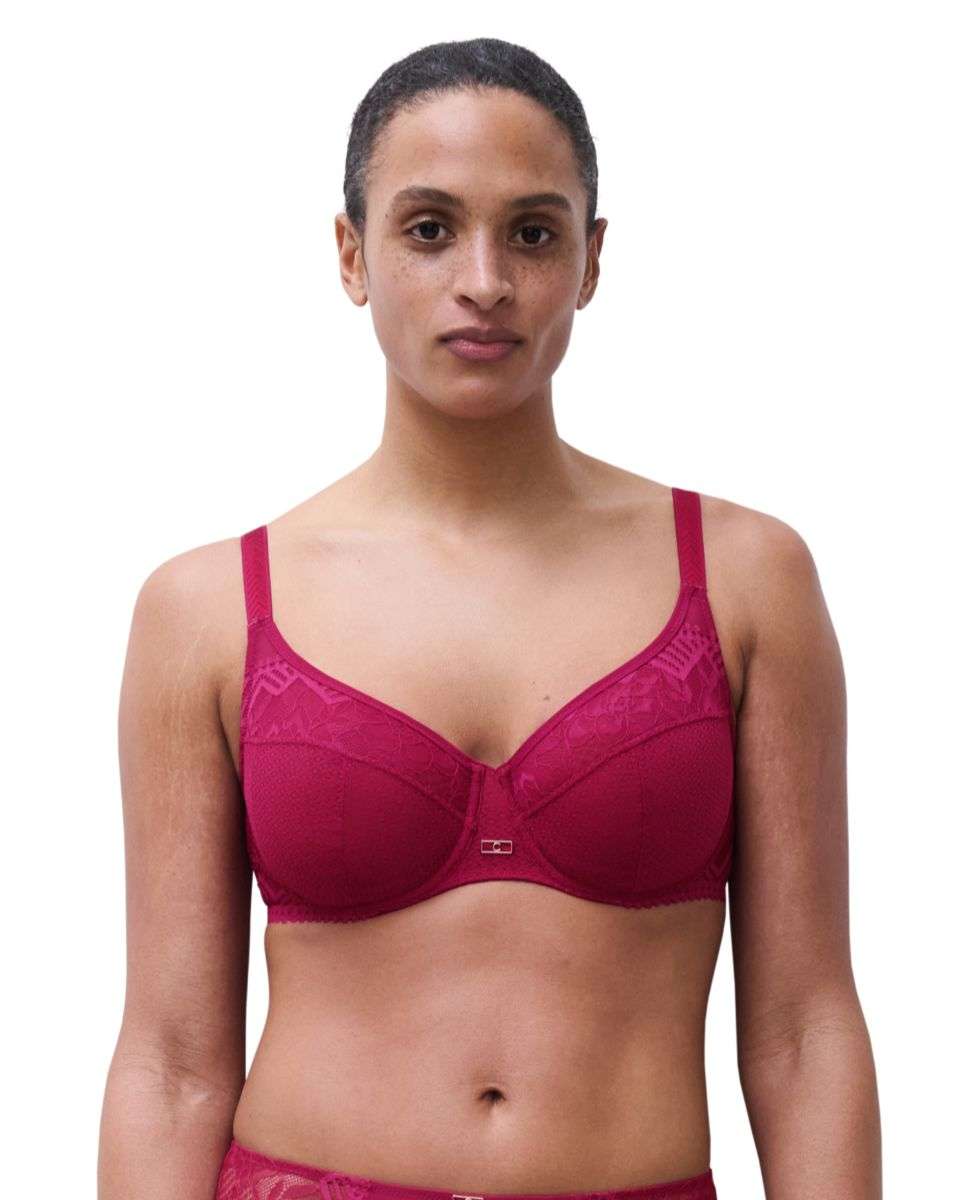 Sujetador con aro de mujer de capacidad y encaje línea origins - Chantelle - Rojo cereza Rojo cereza-1