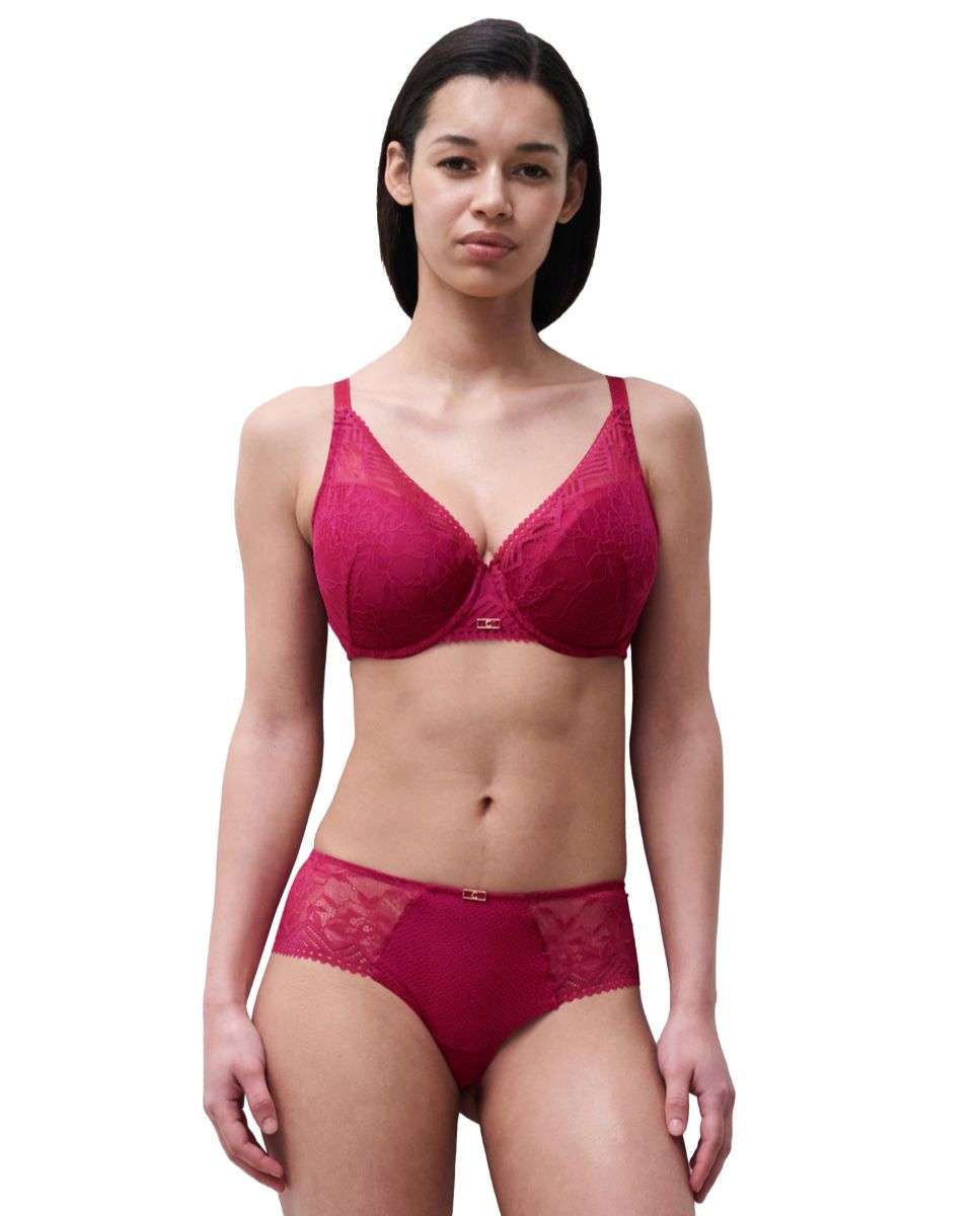 Sujetador con relleno y efecto realce con encaje línea Origins - Chantelle - Rojo cereza Rojo cereza-3