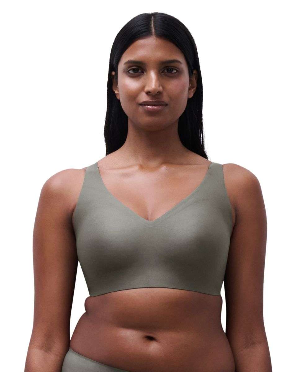 Sujetador sin aros de mujer con escote v de alta sujeción de la línea soft stretch power - Chantelle - Kaki Kaki-1
