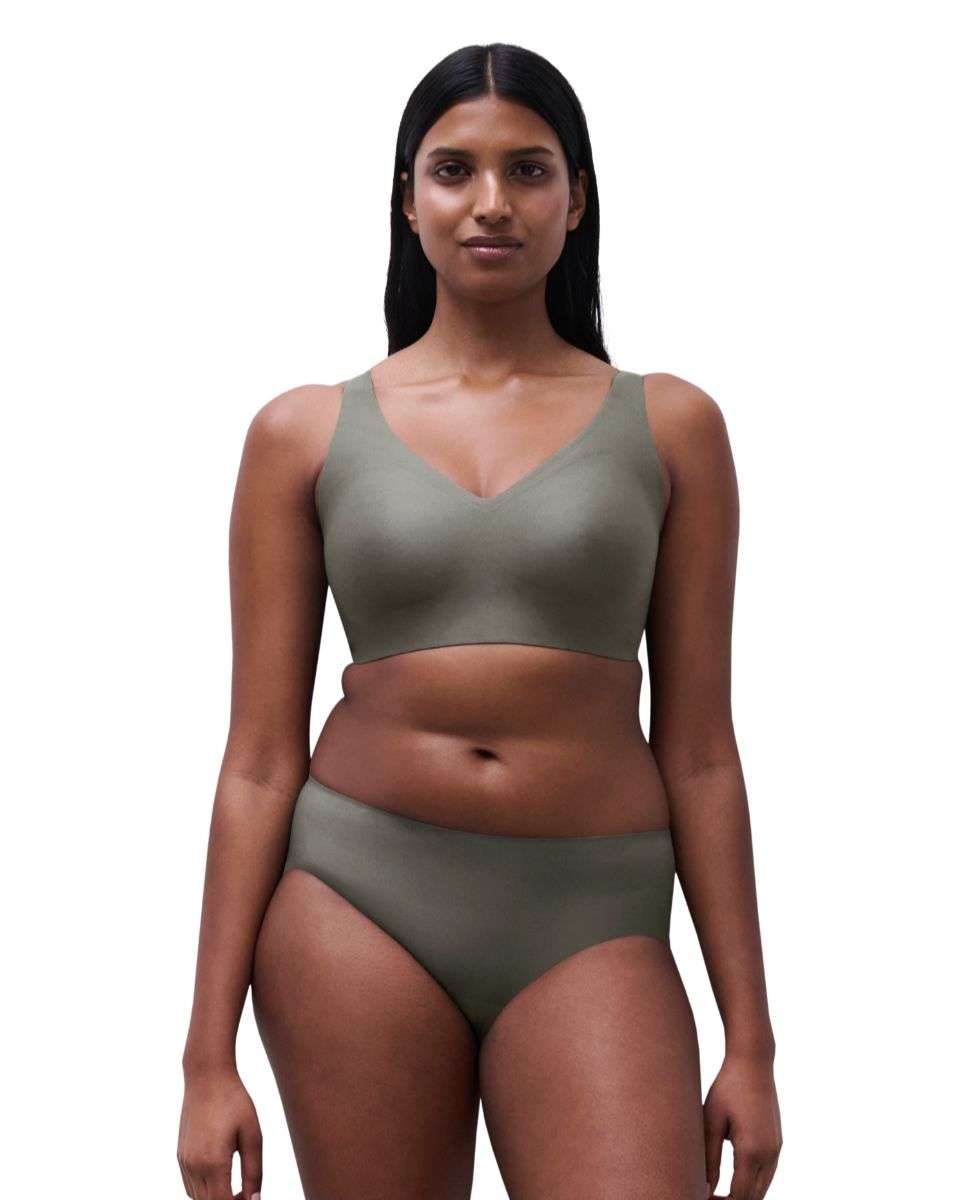 Sujetador sin aros de mujer con escote v de alta sujeción de la línea soft stretch power - Chantelle - Kaki Kaki-3